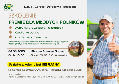 SZKOLENIE - Premie dla młodych rolników