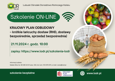 Krajowy Plan Odbudowy - krótkie łańcuchy dostaw (RHD, dostawy bezpośrednie, sprzedaż bezpośrednia)