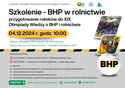 Szkolenie BHP w rolnictwie