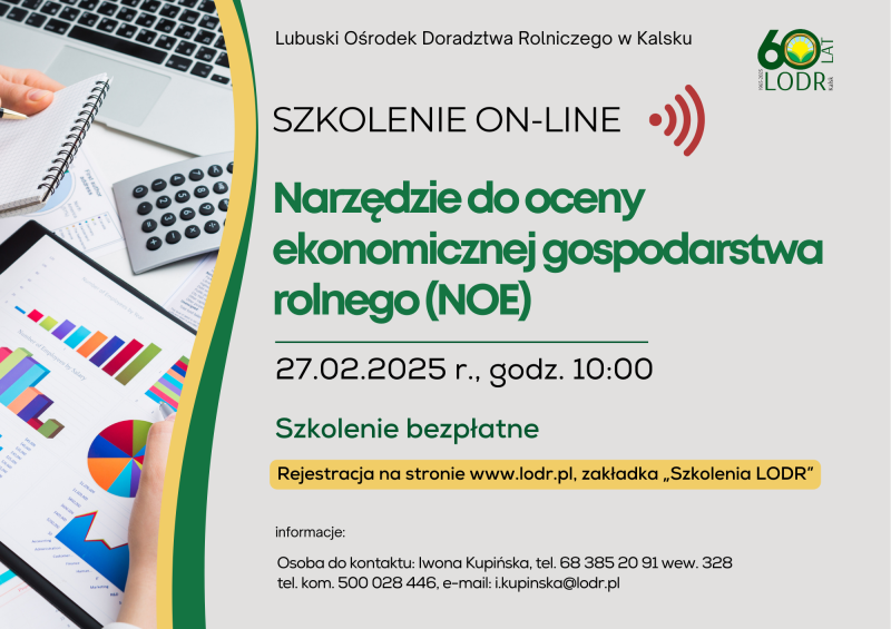 Szkolenie - Narzędzie do oceny ekonomicznej gospodarstwa rolnego (NOE)