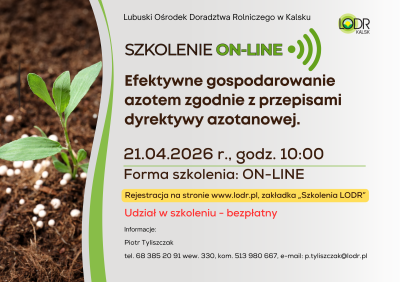 Szkolenie ON-LINE Efektywne gospodarowanie azotem