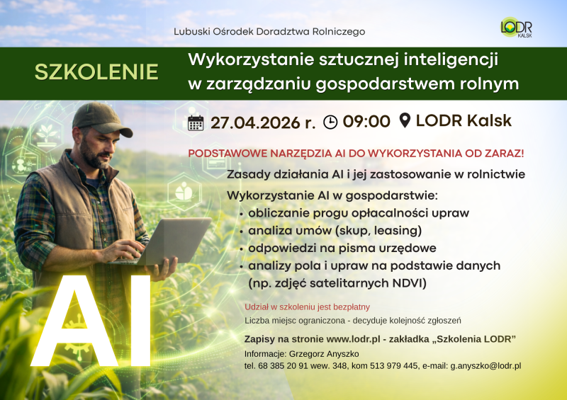 SZKOLENIE - Wykorzystanie AI w zarządzaniu gospodarstwem rolnym